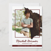 Maroon Edgy抽象芸術引き裂き写真卒業 招待状 (正面)