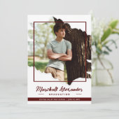 Maroon Edgy抽象芸術引き裂き写真卒業 招待状 (スタンド正面)