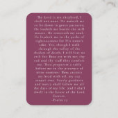 Maroon Elegant Psalm 23 Funeral Remembrance エンクロージャーカード (裏面)