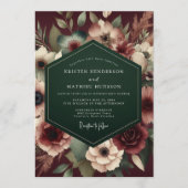 Maroon Emerald Opulent Wedding 招待状 (正面)