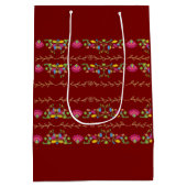 Maroon floral design ミディアムペーパーバッグ (裏面)