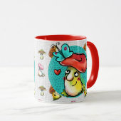 Maroon Funny Mushroom Cartoon Character マグカップ (正面右)