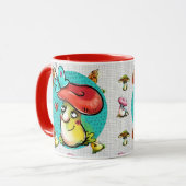 Maroon Funny Mushroom Cartoon Character マグカップ (正面左)