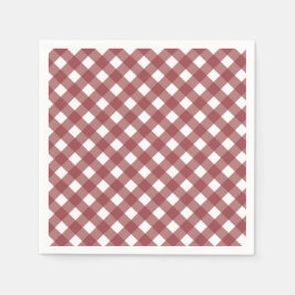 Maroon Gingham Pattern Print Paper Napkins スタンダードカクテルナプキン