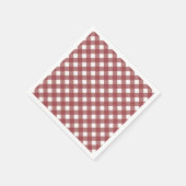 Maroon Gingham Pattern Print Paper Napkins スタンダードカクテルナプキン (角)