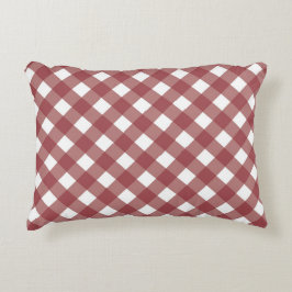 Maroon Gingham Print Accent Pillow アクセントクッション