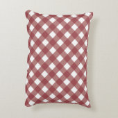 Maroon Gingham Print Accent Pillow アクセントクッション (裏面(縦))