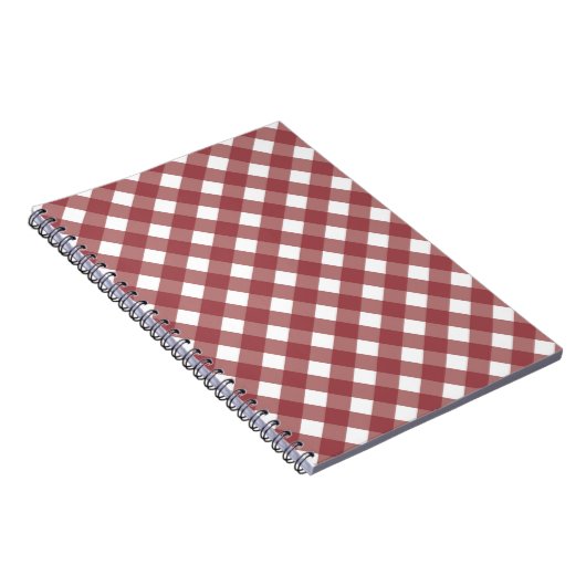 Maroon Gingham Print Notebook Journal ノートブック (右側)