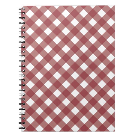 Maroon Gingham Print Notebook Journal ノートブック (正面)