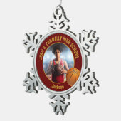 Maroon Gold Basketball Player Photo スノーフレークピューターオーナメント (右)