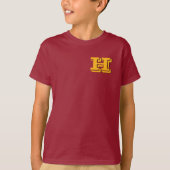 Maroon & Gold Block Letter Style Monogram Tシャツ (正面)