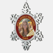 Maroon Gold Cheerleader Photo High School スノーフレークピューターオーナメント (右)