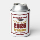 Maroon Gold Class of 2026 Custom Graduation Party 缶クーラー (缶正面)