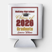 Maroon Gold Class of 2026 Custom Graduation Party 缶クーラー (正面)