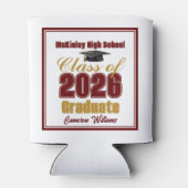 Maroon Gold Class of 2026 Custom Graduation Party 缶クーラー (裏面)