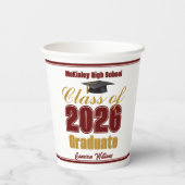 Maroon Gold Class of 2026 Graduation Party 紙コップ (裏面)