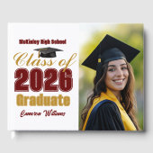 Maroon Gold Class of 2026 Graduation Photo ゲストブック (正面)