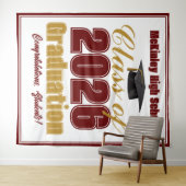 Maroon Gold Class of 2026 Graduation Photo Booth タペストリー (インサイチュ(横))