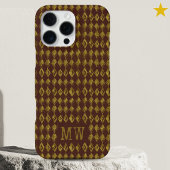 Maroon Gold Doodle Diamond Pattern Custom Monogram iPhoneケース