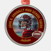 Maroon Gold Football Player Photo Christmas メタルオーナメント (正面)