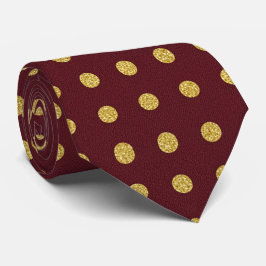Maroon & Gold Polka Dot ネクタイ