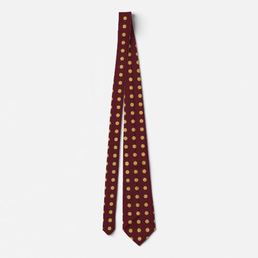 Maroon & Gold Polka Dot ネクタイ (裏面)