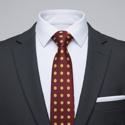 Maroon & Gold Polka Dot ネクタイ