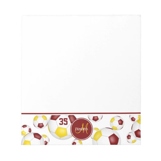 maroon gold soccer balls accent ノートパッド (正面)