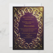  Maroon Gold Wedding Classic Marriage  招待状 (裏面)