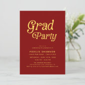 Maroon Grad Party Retro Graduation Invitation 招待状 (スタンド正面)