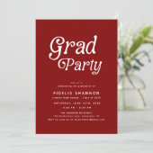 Maroon Grad Party Retro Graduation Invitation 招待状 (スタンド正面)