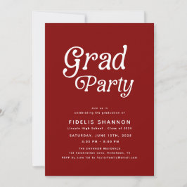 Maroon Grad Party Retro Graduation Invitation 招待状