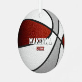 maroon gray team colors keepsake basketball メタルオーナメント (正面左)