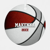 maroon gray team colors keepsake basketball メタルオーナメント (正面)