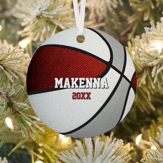 maroon gray team colors keepsake basketball メタルオーナメント (インサイチュ)