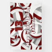maroon gray volleyball kids birthday or team party 横断幕 (縦)