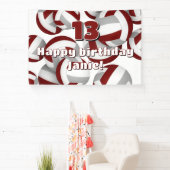 maroon gray volleyball kids birthday or team party 横断幕 (インサイチュ)