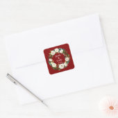 Maroon Greeneryパーソナライズされた Names Date結婚's スクエアシール (封筒)