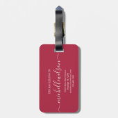 Maroon &hot pink White Initial Script Name  ラゲッジタグ (裏面縦)