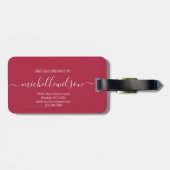 Maroon &hot pink White Initial Script Name  ラゲッジタグ (裏面横)