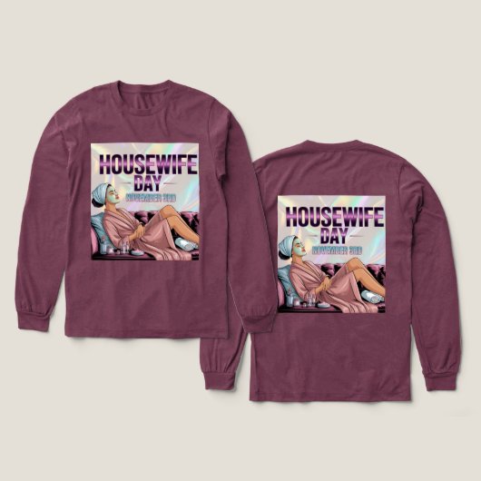 Maroon Housewife Day Long Sleeve トライブレンドＴシャツ (デザイン 正面＆背面)
