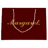 Maroon Large Personalized Gift Bag with Name ラージペーパーバッグ (正面)
