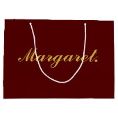 Maroon Large Personalized Gift Bag with Name ラージペーパーバッグ (裏面)