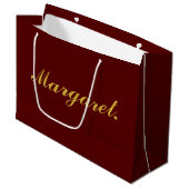 Maroon Large Personalized Gift Bag with Name ラージペーパーバッグ (正面アングル)