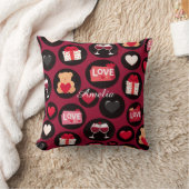 Maroon Love Pattern クッション (ブランケット)