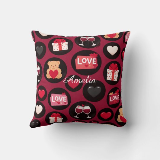 Maroon Love Pattern クッション (裏面)