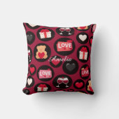 Maroon Love Pattern クッション (正面)