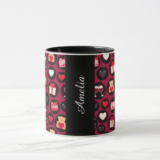 Maroon Love Pattern マグカップ (中央)