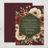 Maroon Lush Autumnal Wedding 招待状 (正面/裏面)