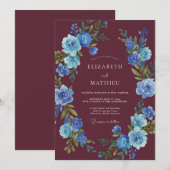 Maroon Lush Winter Wedding 招待状 (正面/裏面)